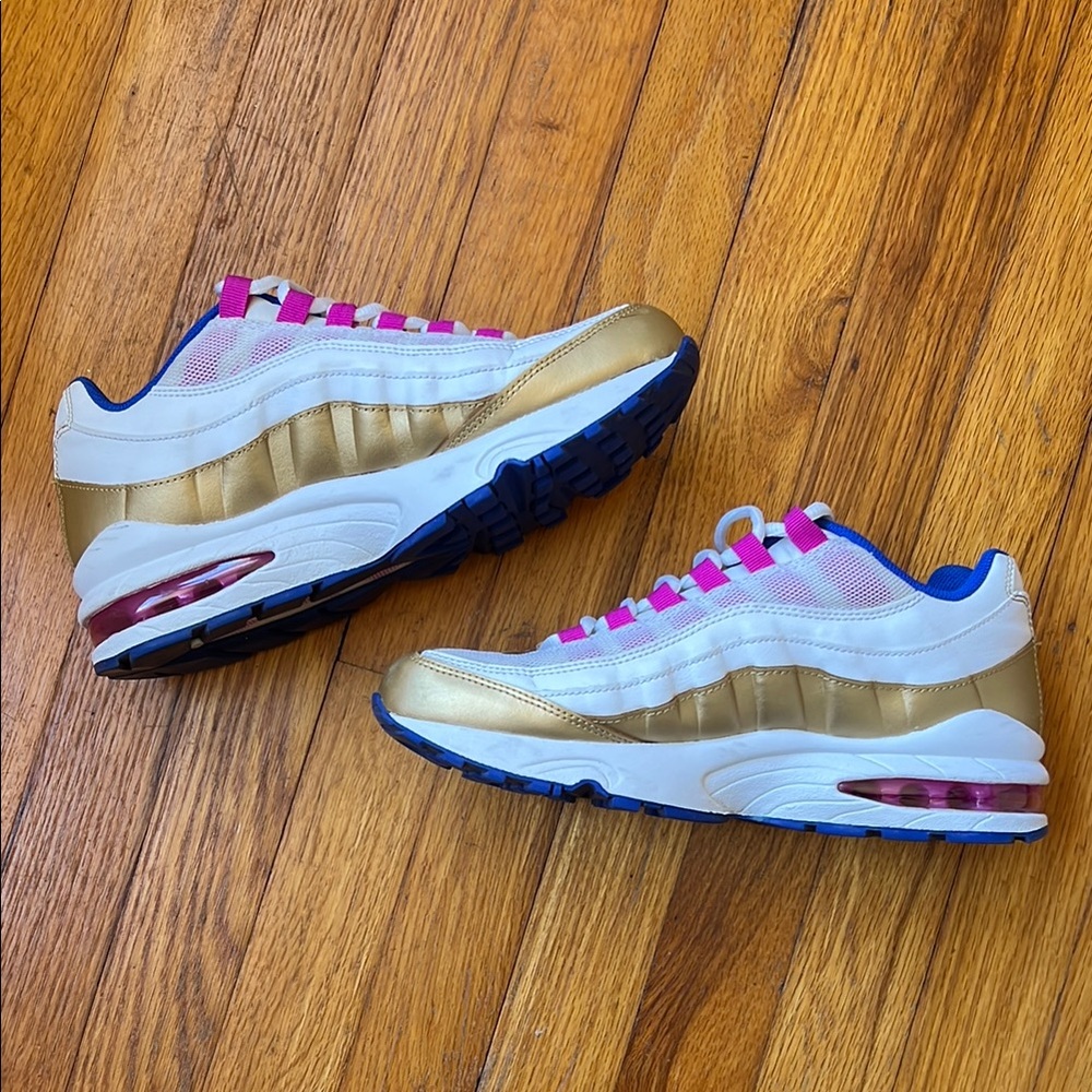 Nike Air Max Sneakers with Gold and Pink Accents size 7